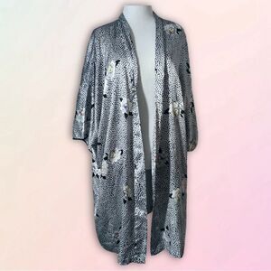 Val-Mode Lingerie, Vintage Satin Floral Kimono Robe